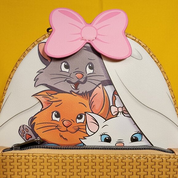 Loungefly Disney The Aristocats Marie Kitten Basket Bow Brown Mini Backpack NEW - Picture 3 of 11